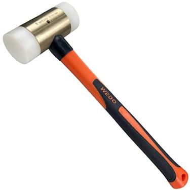Imagem de WEDO Martelo de nylon, martelo sem faísca, martelo de dupla face com cabo de fibra de vidro, bronze de alumínio, 900 kg, comprimento 400 mm, certificado BAM para uso industrial, madeira doméstica faça