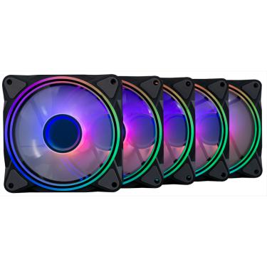 Imagem de Kit 5 Fans Gamer One Power Radiant x5 ARGB Com Controladora Preto - FN-702  