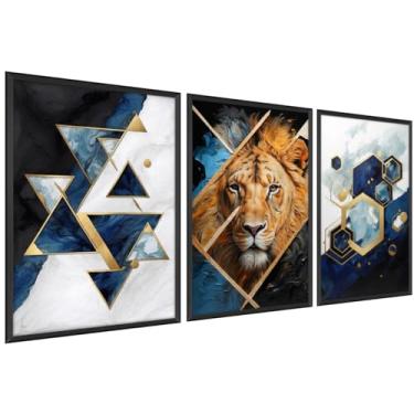 Imagem de Kit 3 Quadro Decorativo Sala Quarto Rugido Leão Tigre Onça Colorido Abstrato (Imagem 20)