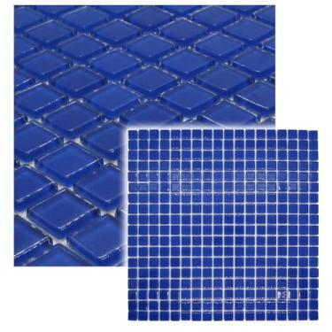 Imagem de Pastilha De Vidro Cristal Piscina Sauna Cozinha Banheiro Revestimento Decora��o AZUL PETIT LISA 30x30cm La Bella Griffe