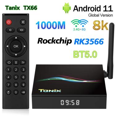 Imagem de Tanix-TX66 TV Set Top Box  Media Player  Android 11.0  RK3566  4GB  32GB  LAN 1000M  H.265  AV1