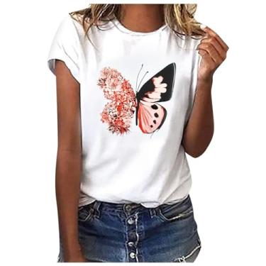 Imagem de Camiseta de batimento cardíaco para mulheres, camisetas com estampa floral, camisetas engraçadas, manga curta, casual, verão, camiseta fofa com estampa de animal, A5#_vermelho, P
