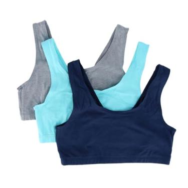 Imagem de Hanes Top cropped feminino de algodão gola canoa (pacote com 3), Azul-marinho/mesclado concreto/ultra azul, P