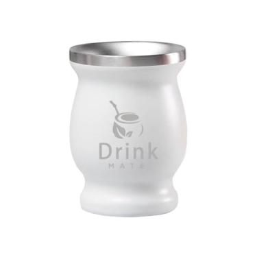 Imagem de Conjunto de cabaça Mate Natural/Xícara de Chá (Copo Mate Tradicional Original - 227 g) | Inclui 1 Bombilla (Canudos de Erva Mate para Usar) e 1 Escova de Limpeza | Aço Inoxidável | Parede Dupla -