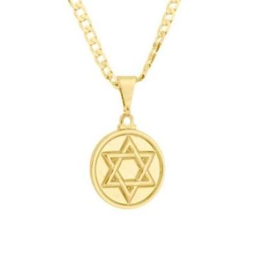 Imagem de Corrente Grumet 70cm + Pingente Estrela de Davi 1,5x1,5cm-Unissex