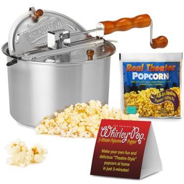 Imagem de Wabash Valley Farms Kit de pipoca - Prata, Nylon Gear Whirley Pop Popcorn Maker com grãos. Pipoqueira de fogão ideal para filmes! 6 quartos.