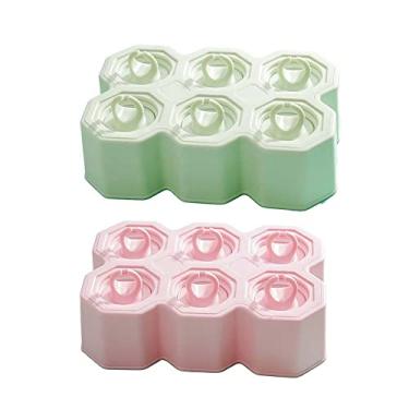 Imagem de JinRu BaoHua Moldes de picolé para anel, 12 peças, moldes de picolé de silicone, sem BPA, reutilizáveis, fáceis de tirar (rosa, verde)