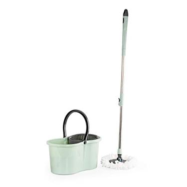 Imagem de LYOR - Mop Giratório com Cabo Extensível de Aço Inox 1,16m com Balde Plástico 13L e Refil Microfibra