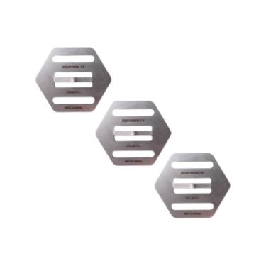 Imagem de Hexapress | Peso de aço inoxidável, ventilado e empilhável para cozinha | Uma crosta perfeita em seus grelhados sem exceção (Kit com 3 unidades)