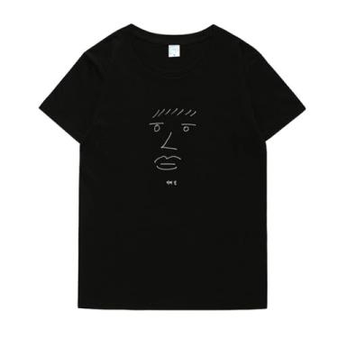 Imagem de Camiseta JIN Su-ga V Jimin Jungkook J-Hope RAPMONSTER estampada moderna para fãs algodão gola redonda manga curta, Jin Black, P