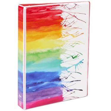 Imagem de Avery + Mini fichário Amy Tangerine Designer, 14 cm x 21,5 cm, anéis redondos de 2,5 cm, arco-íris em aquarela, 1 mini fichário de 3 anéis (18713)