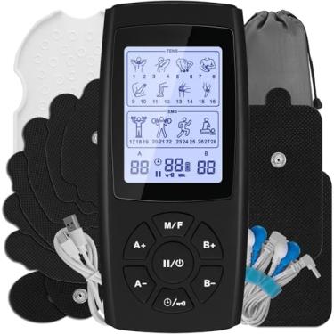 Imagem de Estimulador muscular elétrico TENS Unit 28 modos de 40 intensidades para terapia de alívio da dor, massageador de pulso eletrônico recarregável de canal duplo