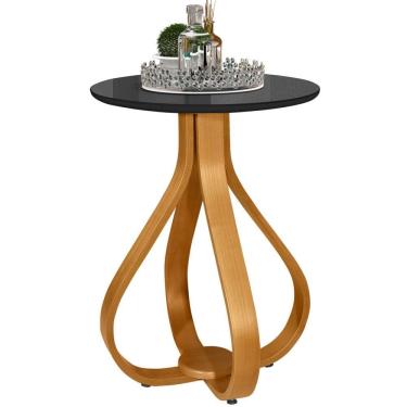 Imagem de Mesa Lateral J&A Móveis Inovare tampo redondo de MDF 45X62 cm Marrom/Preto