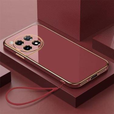 Imagem de Para oneplus 12 1 12r ace pro 1 11r 11 10t 10r ace2 10r 11 capa traseira chapeamento quadrado de luxo, gs6d vermelho, para oneplus ace 2