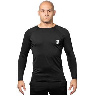 Imagem de Rash Guard Jiu Jitsu Manga Longa Proteção UV Original Gorilla (M, PRETO)