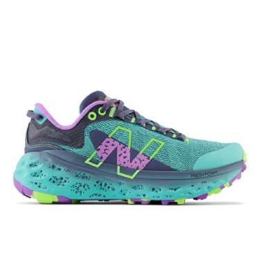 Imagem de New Balance Tênis de corrida feminino Fresh Foam X More Trail v2, Jade cibernético/roxo elétrico, 5 Wide