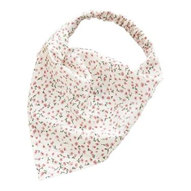 Imagem de Conjunto de lenço de cabelo bandana feminino Boho Fashion - Acessórios de cabelo elásticos macios para meninas, presentes de cabeça com estampa floral, tamanho único, perfeito para - branco