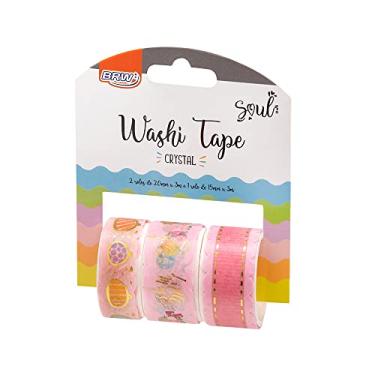 Imagem de BRW Fita Adesiva Washi Tape Cristal Rosa 15/20mmx3m 3 Unidades