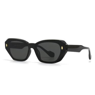 Imagem de Trendy Street Photo Retro Art Polygonal Óculos de Sol Femininos Personalizados Óculos de Olho de Gato Óculos de Cor Doce UV400, 1, Tamanho Único