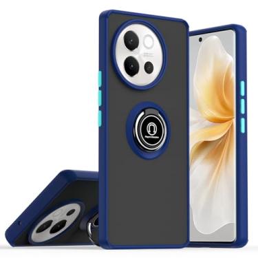 Imagem de QUIETIP Capa compatível com vivo V40 Lite e V30e, TPU + PC rígido à prova de choque anel magnético capa de suporte para carro, azul