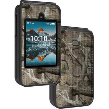 Imagem de Capa para Consumer Cellular Iris Easy Flip Phone/Boost Mobile Summit Flip 4G, Nakedcellphone Slim Hard Shell Camuflagem [Antiimpressão Digital, Textura de Grade] para SL006D (2024) - Camuflagem