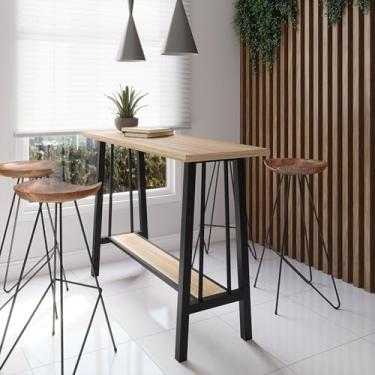 Imagem de Bancada Quartzo Estilo Industrial Estilo Moderno Preto/Amadeirado