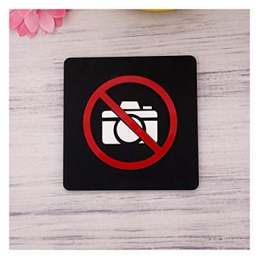 Imagem de 10cm Black No Smoke Logo, No Smoke Signage Warning Sign for Public Area 3D Acrylic Mirror Wall Sticker Hotel Decor (Color : A)