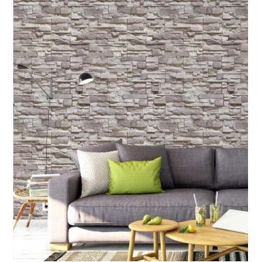 Imagem de Papel De parede pedras canjiquinha palito Em Tons De Branco E  Cinza -