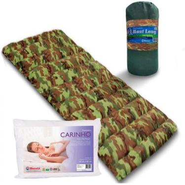 Imagem de Kit Colchonete Camping Acampamento + Travesseiro Macio Acampar Retiro 