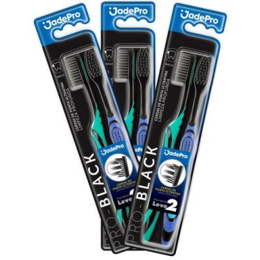 Imagem de  Kit 6 Escovas de Dente Pro Black super Macias Jadepro
