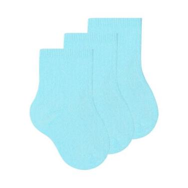 Imagem de Kit 3 Pares de Meias Bebê Cano Curto Selene 1320-001, Azul, 0-5