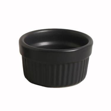 Imagem de Molheira Ramequim em Cerâmica Porta Patê Canelado Cumbuca Preto Matte 
