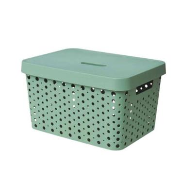 Imagem de Caixa Organizadora Trama Rattan 17l Usual Utilidades, Verde