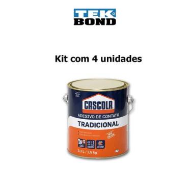 Imagem de Kit 4 Unidades Adesivo De Contato Tradicional S/ Toluol 2,8Kg Cascola 