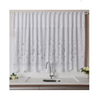 Imagem de Cortina De Renda Cozinha Tulipinhas 2,20M X 1,50M + 0,30 - Cortilester