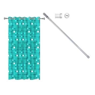 Imagem de Suporte Varão Banheiro 65 x 1,15 +Cortina Box Pastilha Verde - Secalux