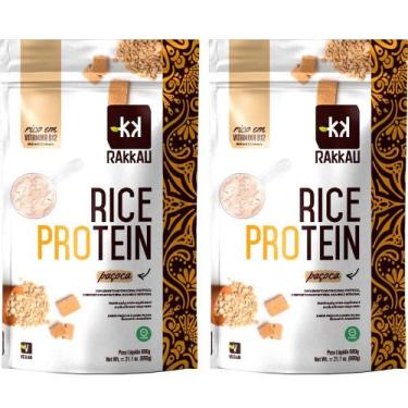 Imagem de Kit 2 Rice Protein Paçoca Rakkau 600g - Vegano - Proteína