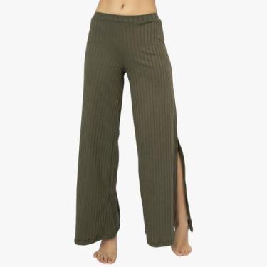 Imagem de Calça Flare Pantalona Cintura Alta Com Fenda Casual - WLS Modas, GG, V