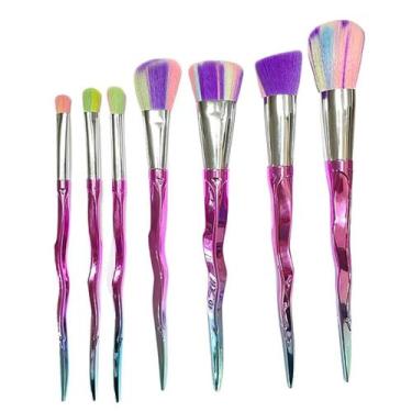 Imagem de 6 Kit Pincel Maquiagem Com 7 Pincéis Geométricos Blush - Portway