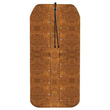 Imagem de UJ Ramelson Bolsa organizadora de ferramentas de couro de camurça com 12 bolsos para marcenaria, entalhe em madeira, cinzel, goiva, e mais, marrom