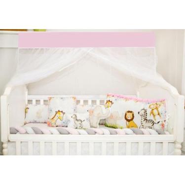 Imagem de Kit berço trançado savana rosa 10 peças - BruceBaby Bordados, Safari R