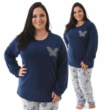 Imagem de Pijama Feminino Plus Size Longo Inverno Frio Blusa e Calça - Prikéta P
