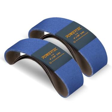 Imagem de POWERTEC 443606Z-3-P2 Correias de lixamento de zircônia de 10 x 91 cm, correia de lixamento de correia de 60 grãos para lixadeira de bancada, lixadeira de cinto e disco, marcenaria, moagem de metal,