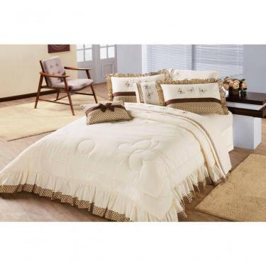 Imagem de Kit Edredom Com Babado Naturalle Aquarela Queen 5 Pecas Palha-marrom