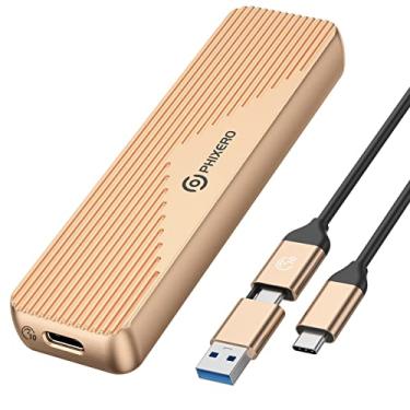 Imagem de PHIXERO Adaptador M.2 MVME SATA SSD, USB 3.1 Gen 2 10Gbps MVME Chave M/B+M Key SSD, 6Gbps SATA B+M Key External Solid State Enclosure e tamanho 2280/2260/2242/2230 (ouro rosa)