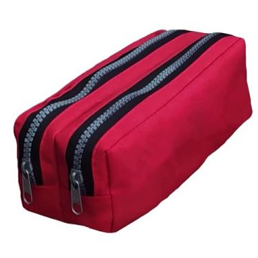 Imagem de Genérico Estojo Escolar Poliamida com 2 zíper Estojo Universitário 2 divisórias (Vermelho)