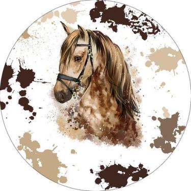 Imagem de Painel De Festa Redondo 1,50x1,50 - Country Cavalo Aquarela 019 - Via 