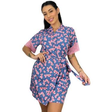 Imagem de Robe Feminino Roupão Kimono c/ Renda nas Mangas  030EST - La Belle Cel