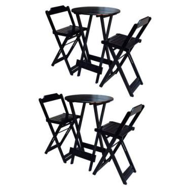 Imagem de Kit 2 Jogos de Mesa Bistrô de Madeira com 2 Cadeiras Dobravel Ideal pa
