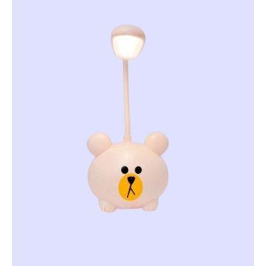 Imagem de Luminária abajur ursinho de mesa infantil com cabo USB - ALTARIA, Rosa